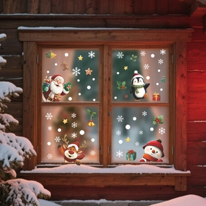 Autocollants de fenêtre de Noël avec Père Noël, pingouin et bonhomme de neige festif