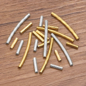 DIY stainless steel textured curved tube beads for jewelry making in gold and silver