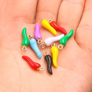 Colorful 5x19mm cornicello chili pepper charms in alloy and KC gold for DIY jewelry