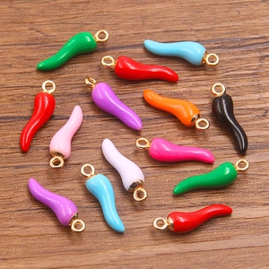 Alloy Chili Shape Pendant DIY Jewelry Making Accessory Enamel Drip Oil Vegetable Charm For Earrings Necklace Bracelet