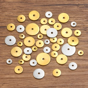 Cuentas Espaciadoras Planas Redondas De Acero Inoxidable Galvanizado Oro Plata Para Fabricación De Joyas DIY Accesorios