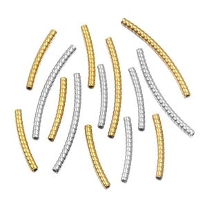 Curved stainless steel tube beads in gold and silver for DIY jewelry necklace making