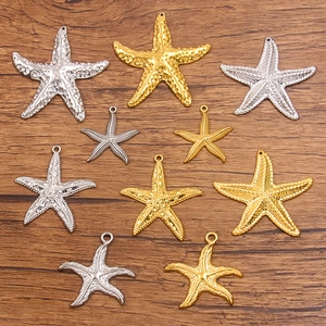 Colgantes de estrella de mar en acero inoxidable oro y plata para joyería DIY