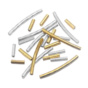 DIY stainless steel curved tube beads for jewelry making in gold and silver finishes