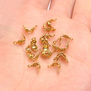 Golden stainless steel bead tips and calottes for DIY handmade jewelry making
