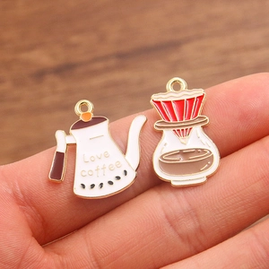 DIY coffee series charms with Love coffee teapot and pour over dripper pendants