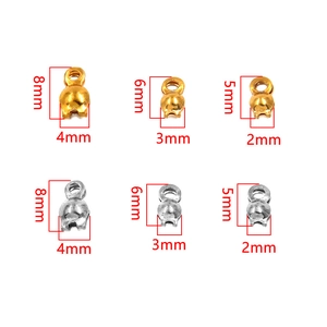 Stainless steel clam shell bead tips in gold and silver colors for DIY jewelry making