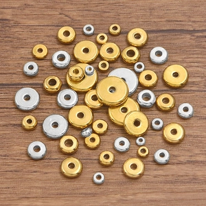 Perline Distanziatrici Tonde in Acciaio Inox Accessori Gioielli DIY Guarnizione in Metallo per Collana Bracciale Oro Argento