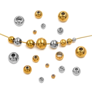 Perles en Vrac Rondes en Acier Inoxydable pour la Fabrication de Bijoux DIY Bracelet Collier Apprêts Perles d'Espacement Or Argent Perles en Métal Poli