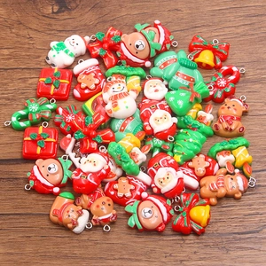DIY Christmas resin charms set with Santa, elk, and tree pendants for jewelry making