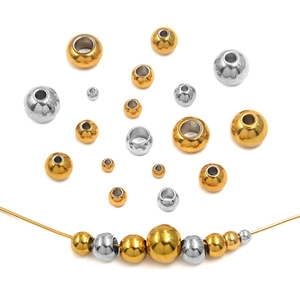 Perles rondes en acier inoxydable poli en or et argent pour création de bijoux