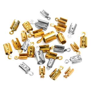 DIY stainless steel fold-over cord ends for jewelry making in gold and silver finishes