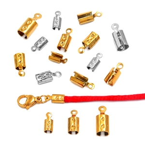 Gold and silver stainless steel end caps for DIY jewelry making with lobster clasp