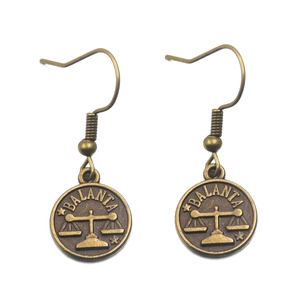 Vintage bronze zodiac Libra charms for DIY necklaces with antique balance scale design