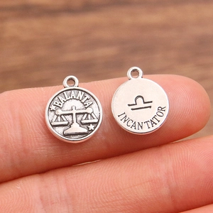 Retro silver alloy Libra constellation charm pendants for DIY jewelry and necklaces