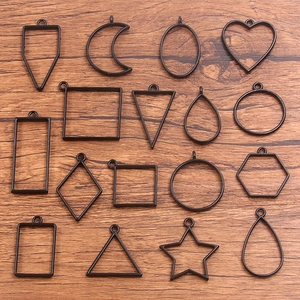 Pendentifs en Alliage pour Fabrication de Bijoux DIY Formes Géométriques Cœur Étoile Lune pour Résine Électrophorèse Noir