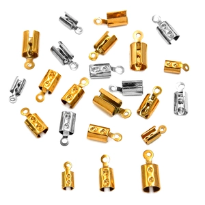 Stainless Steel Cord End Caps DIY Jewelry Connectors For Bracelet Necklace Jewelry Making Findings Gold Silver Plated