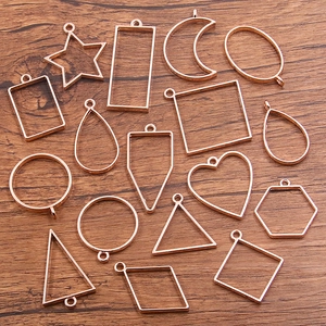 Rose gold DIY open bezel pendant charms in multiple geometric shapes for resin crafts