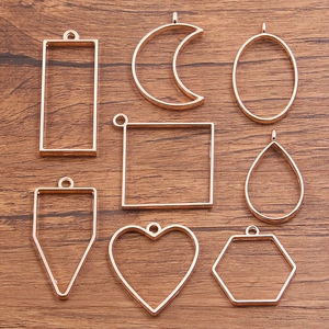 Rose gold hollow geometric alloy pendant frames for DIY resin jewelry making crafts