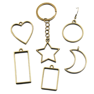 Antique bronze alloy hollow charms set with moon heart and star shapes for DIY jewelry