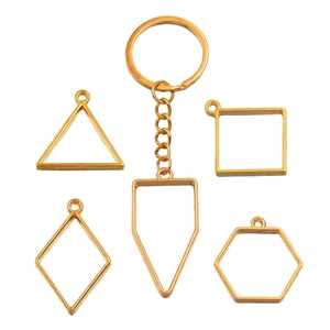 Gouden DIY-metalen bedels set met geometrische frames en sleutelhanger accessoires