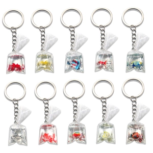 Creative 28x90mm transparent resin goldfish and clownfish bag pendants set of 10