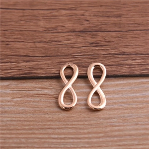 Polished rose gold infinity symbol connectors for DIY jewelry making and bracelets