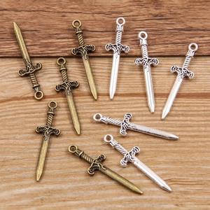 Minimalist Zinc Alloy Sword Dagger Charm Pendant Vintage Antique Bronze Silver Plated DIY Jewelry Making Accessory For Unisex