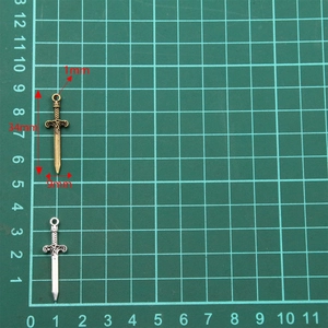 Miniature sword and dagger alloy pendants in silver and bronze colors for DIY jewelry