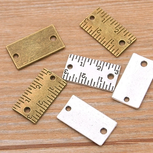 Vintage style alloy ruler charms in bronze and silver for DIY jewelry making