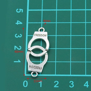 Antique silver freedom handcuff connector charm 40x15mm for DIY bracelet jewelry making