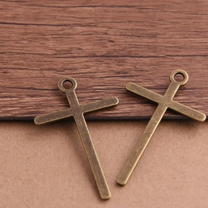Par de colgantes de cruz de bronce con lazo para la creación de joyas vintage hechas a mano
