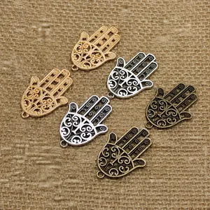 Vintage Hamsa Hand alloy charms in gold, silver and bronze for DIY jewelry making