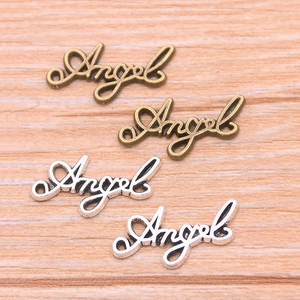 Vintage Antik Bronze Silber Angel Wort Buchstabe Legierung Anhänger Für DIY Halskette Armband Schmuckherstellung Zubehör Charms