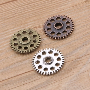 Retro punk style 26mm alloy gear pendants in bronze and silver for DIY jewelry crafts