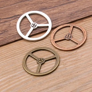 Vintage Punk Style Steering Wheel Gear Alloy Pendants Antique Bronze Silver Red Copper Hollow DIY Jewelry Making Findings Accessory For Bracelet Necklace