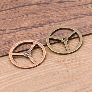 Vintage 34mm alloy gear charms in bronze and copper for DIY punk style jewelry making