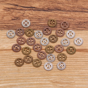 DIY steampunk alloy gear pendants in silver bronze and copper for handmade jewelry making