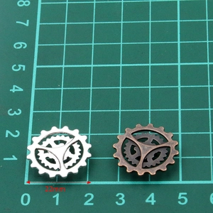 Steampunk 22mm hollow alloy gear charms in silver and bronze for DIY bracelet crafts