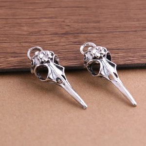 Lot de deux pendentifs crâne d'oiseau en argent vieilli pour bijoux gothiques DIY