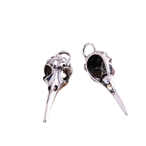 Pendentifs crâne d'oiseau gothique en alliage d'argent avec détails anatomiques fins