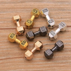 Dumbbell Shape Zinc Alloy Beads Charms For DIY Jewelry Making Fitness Gym Theme LIVE LIFT Engraved Antique Silver Gold Jewelry Findings Accessory