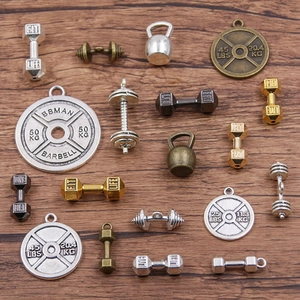 Charmes d'Haltères en Alliage de Zinc Vintage Pendentifs de Disque de Musculation pour la Fabrication de Bijoux DIY Fitness Motivation Sport