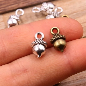 Vintage DIY pine cone acorn pendants in silver and bronze colors for jewelry making