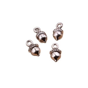 Set of four vintage silver acorn pine cone pendants for DIY jewelry making