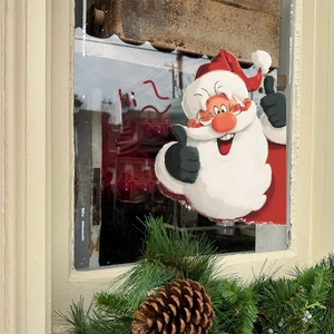 Adesivo natalizio per finestre con Babbo Natale e scritta Hi per decorazioni in vetro