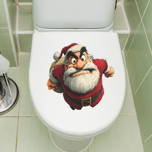 Adesivo in PVC impermeabile Babbo Natale arrabbiato per decorazione del sedile del WC