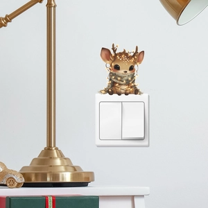 Cartoon deer light string wall sticker for living room light switch panel decor