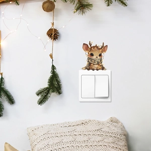 Cartoon deer wall sticker with warm lights for light switch and home decor