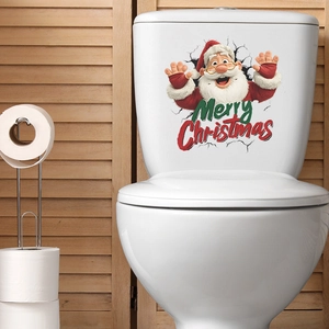 Sticker autocollant 3D Père Noël Merry Christmas pour décoration de couvercle de toilette